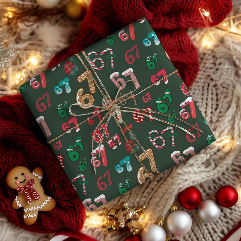 67 Meme Christmas Gift Wrapping Papers, Kids Funny Wrapping Paper,Brain RotGift Wrap, Gen Alpha Meme Holiday Gift Wrap...
