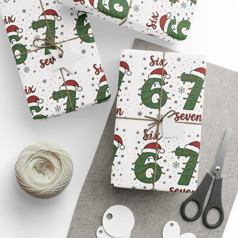 67 Meme Wrapping Paper Christmas, Funny Gift Wrap for Birthdays, Holidays & Parties, 67 Meme Gifts, Trendy Holiday...