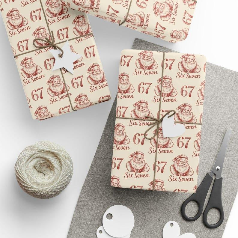 67 Meme Wrapping Paper Christmas, funny holiday gift wrap perfect for meme lovers, Christmas parties, and trendy...