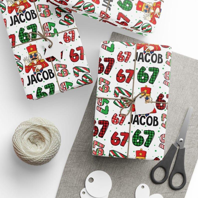 67 Meme Wrapping Paper, Teen Gift Wrap, 67 Personalized Christmas Wrapping Paper, Gen Alpha Trendy Gift Wrap T-Shirts,...