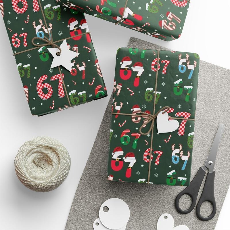 67 Meme Wrapping Paper, funny viral Six Seven Christmas wrapping paper, perfect for holiday presents and Christmas...
