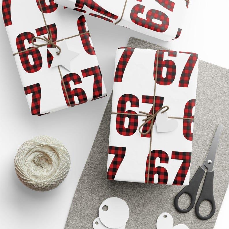 67 Wrapping Paper, Christmas gift wrap for teens 67, perfect for meme gifts and holiday surprises. T-Shirts, Hoodie,...