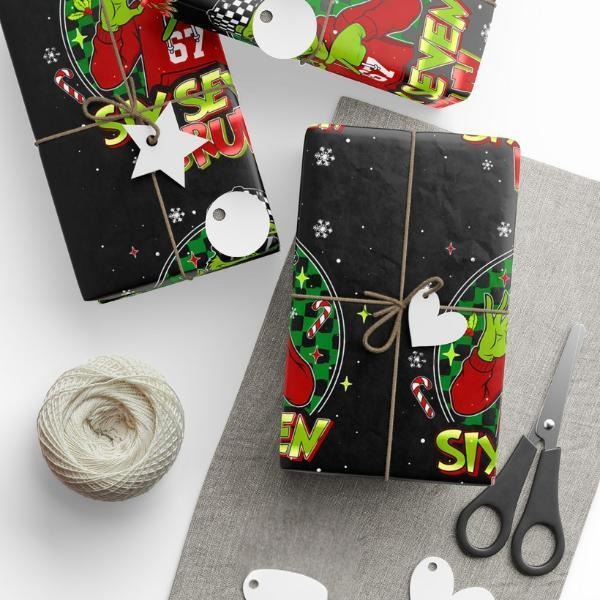 67 bruh Christmas Wrapping Paper, 6 7 Bruh Meme Gift Wrap, Funny Holiday Packaging Paper T-Shirts, Hoodie, Sweatshirt