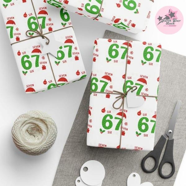 67 wrapping paper, 6 7 wrapping paper, Teen Slang Gift Wrap, Santa 6-7 Wrapping Paper, Merry 6-7 Wrapping Paper for...
