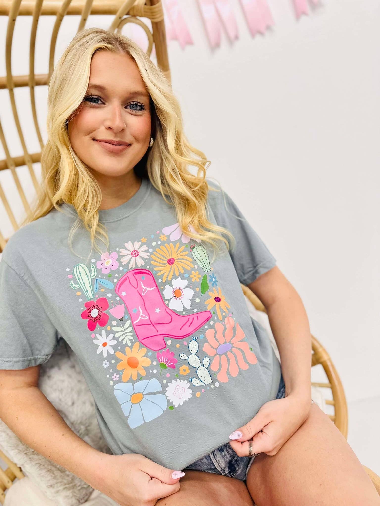 Floral Western Boot Box Collage Dtf Tee Hoodie, Sweatshirt | PodTeesHub.com