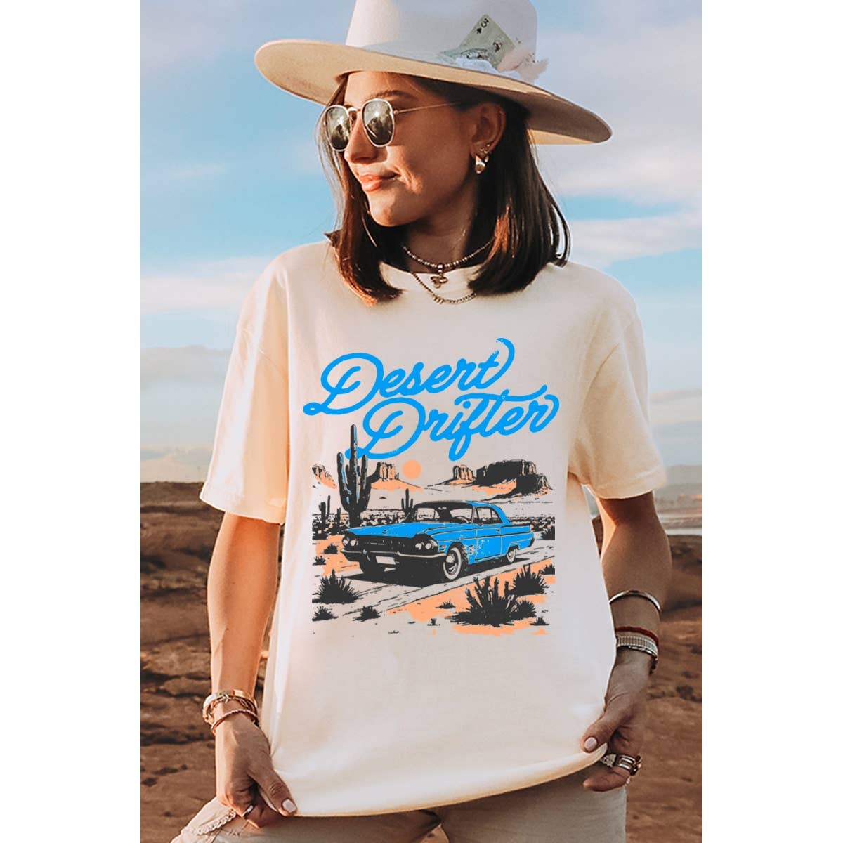 Desert Drifter Vintage Graphic Oversized Tee Hoodie, Sweatshirt | PodTeesHub.com