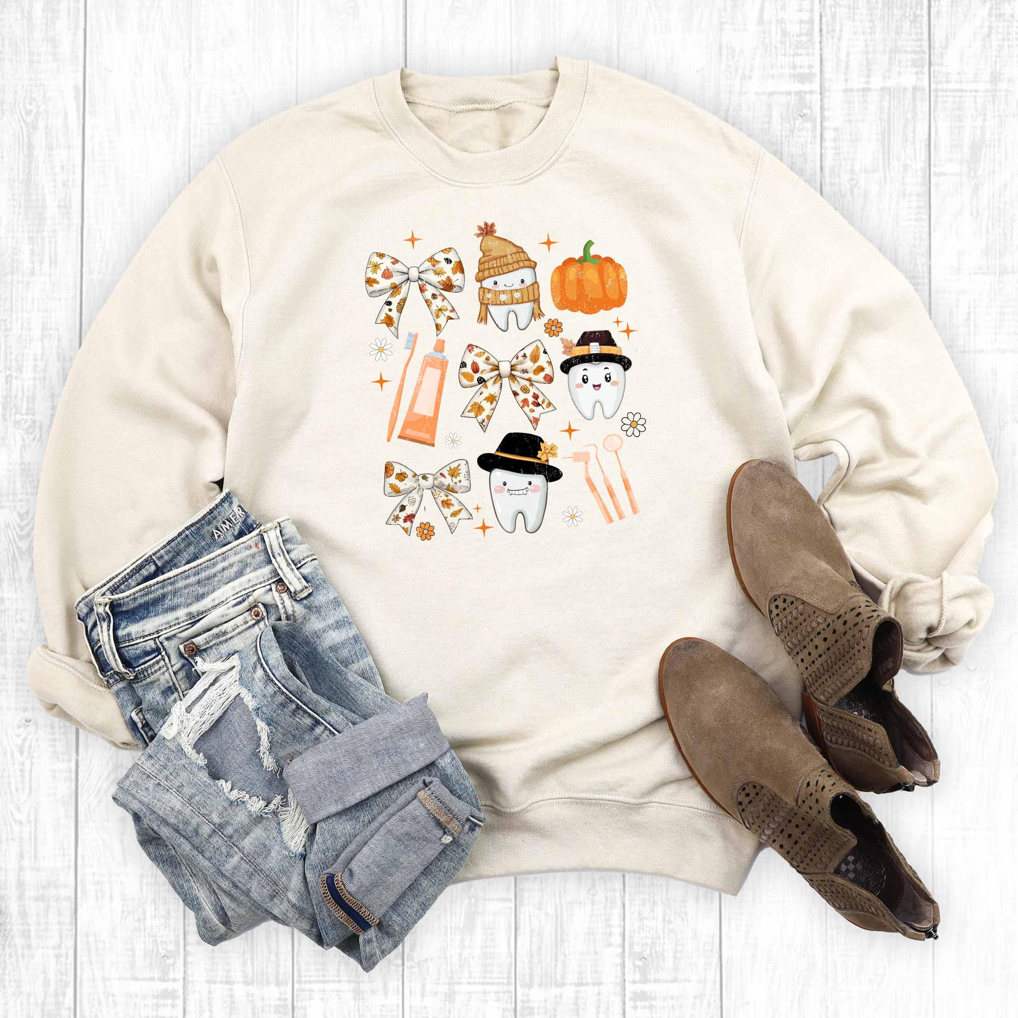 Retro Coquette Halloween Dentist Graphic Sweatshirt T-Shirts, Hoodie | PodTeesHub.com