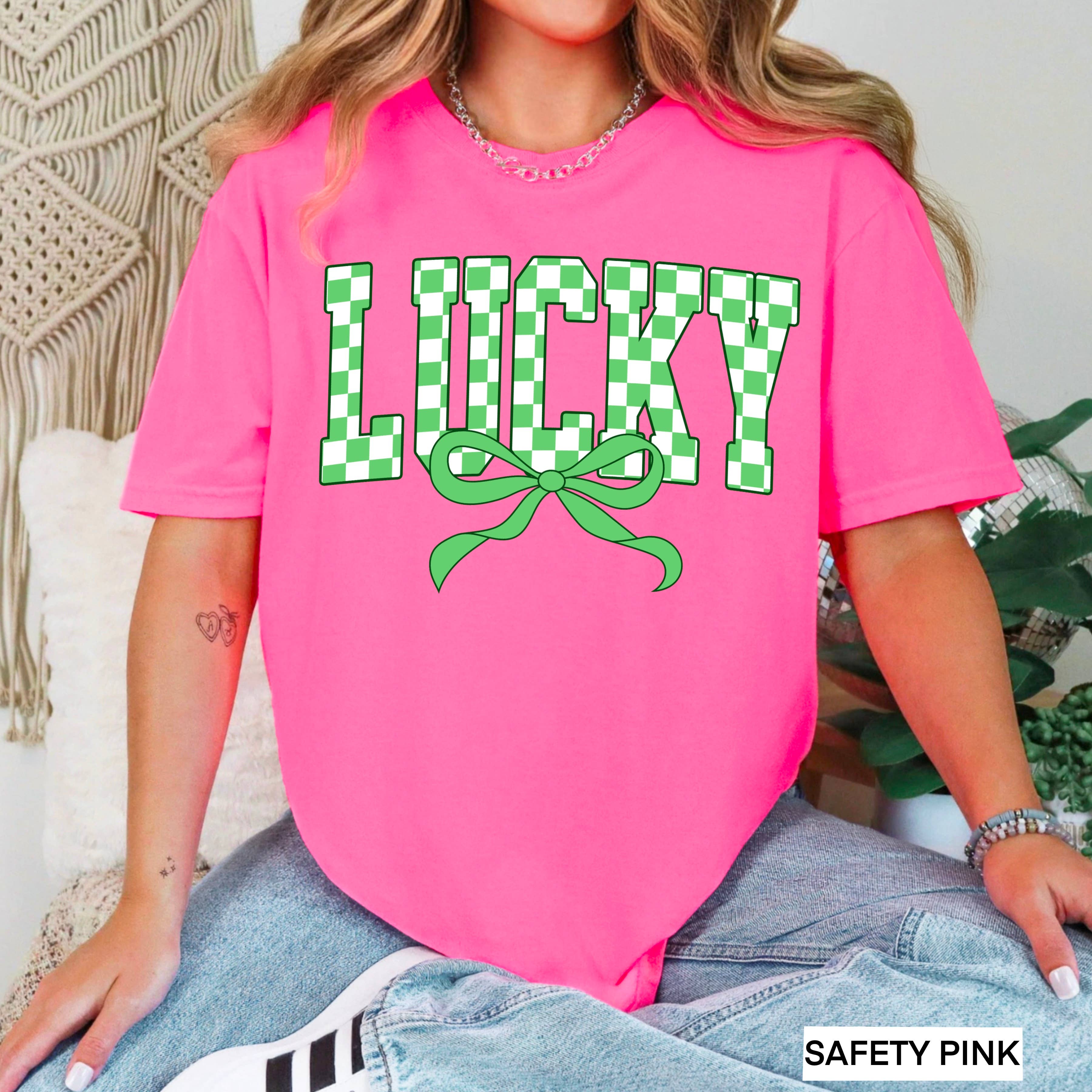 Lucky Coquette Bow St. Patrick’S Day Graphic Shirt | Gildan Hoodie, Sweatshirt | PodTeesHub.com