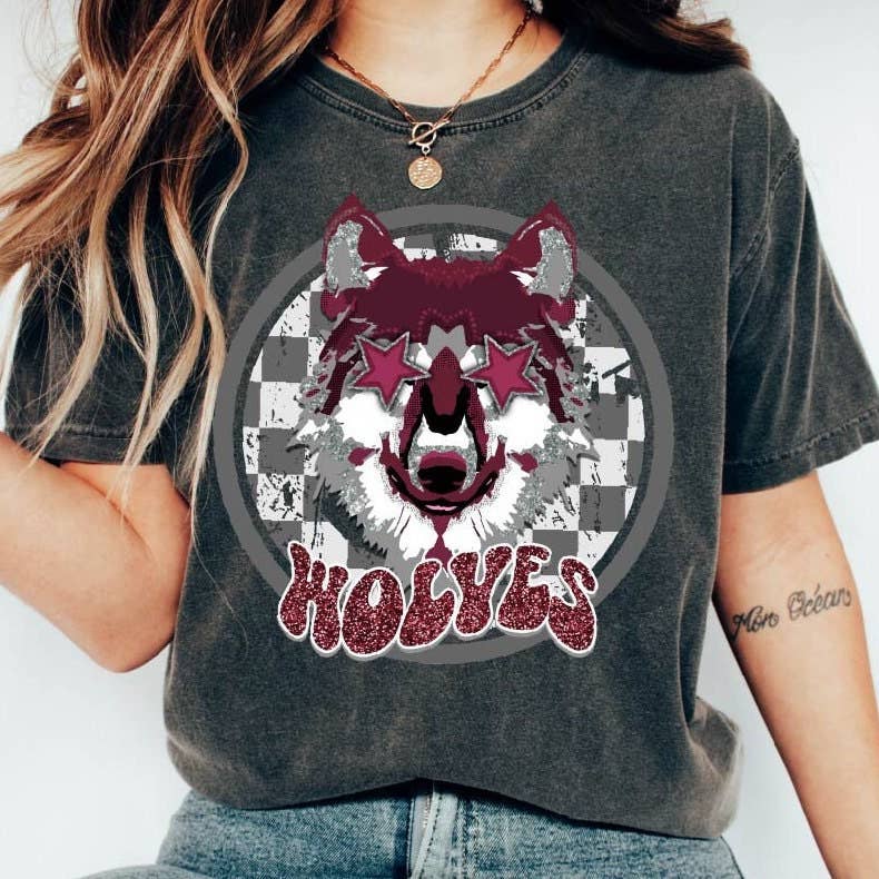 Wolves School Spirit Tee - Unisex Comfort Colors Apparel Hoodie, Sweatshirt | PodTeesHub.com