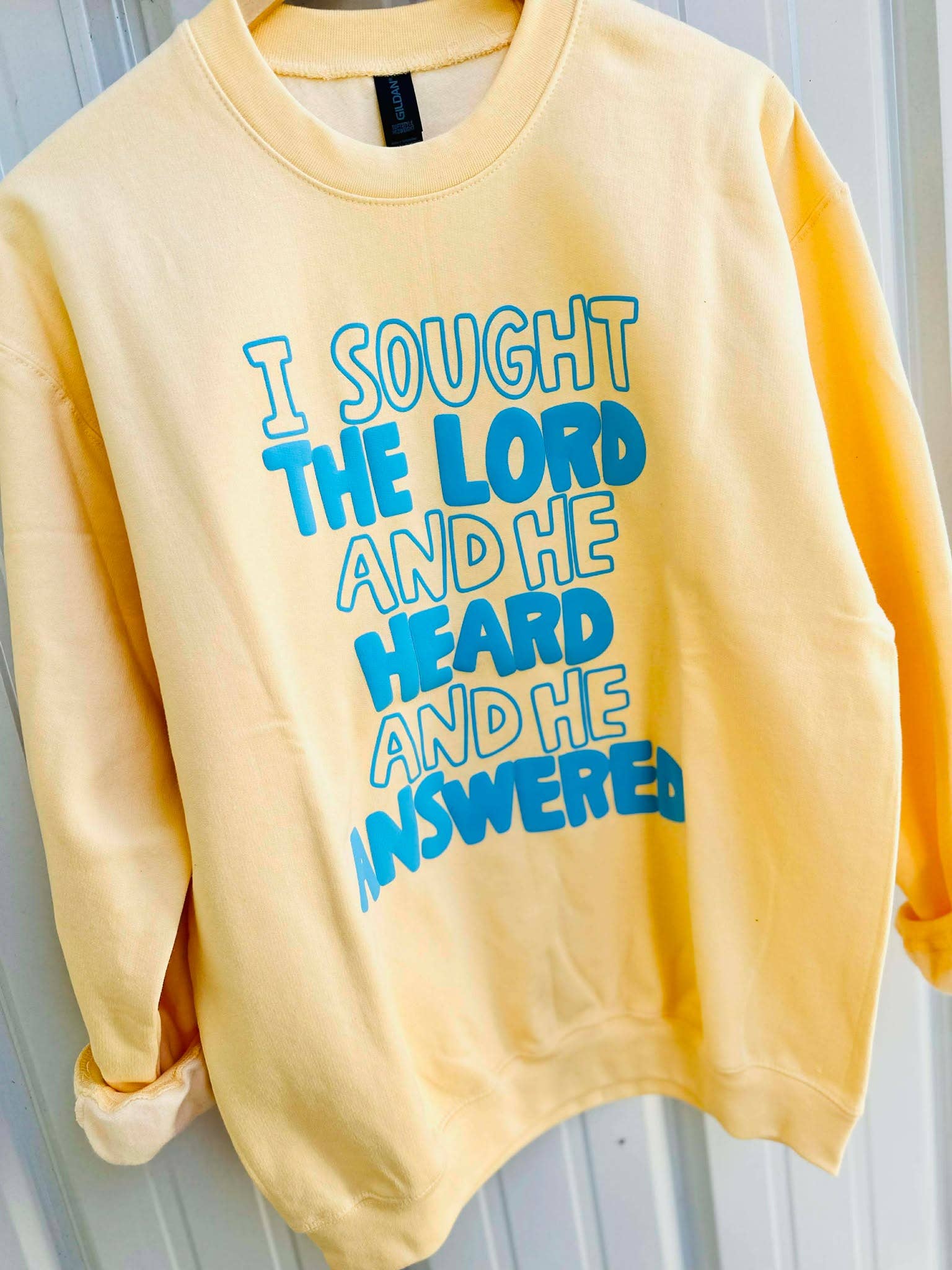 Sought the Lord He Answered Puff Vinyl Sweatshirt T-Shirts, Hoodie | PodTeesHub.com