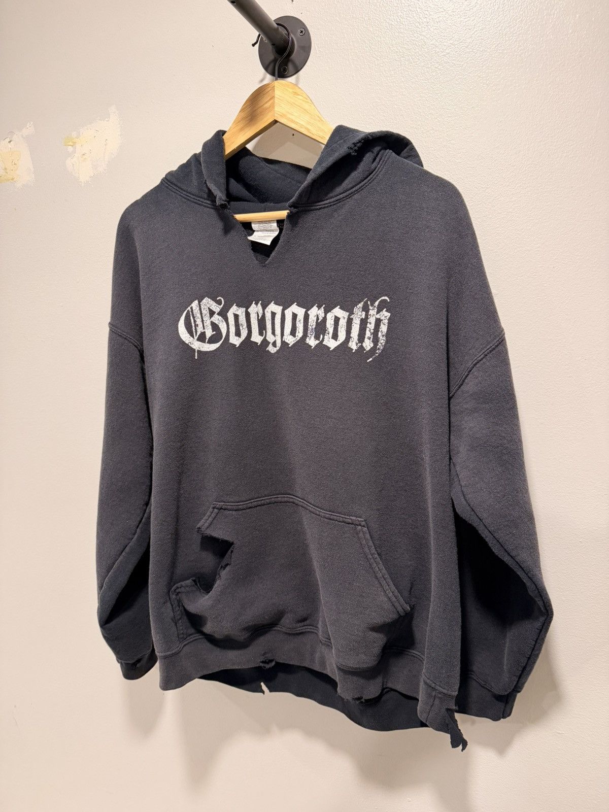 Band Tees Thrashed And Faded Gorgoroth Hoodie Sweatshirt | PodTeesHub.com
