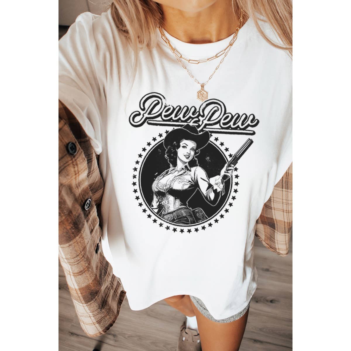 Pew Pew Western Vintage Graphic Oversized Tee Hoodie, Sweatshirt | PodTeesHub.com
