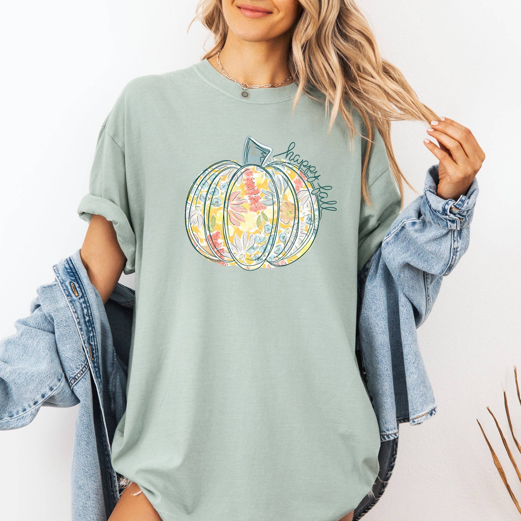 Floral Pumpkin, Happy Fall, Autumn, Thanksgiving Tshirt Hoodie, Sweatshirt | PodTeesHub.com