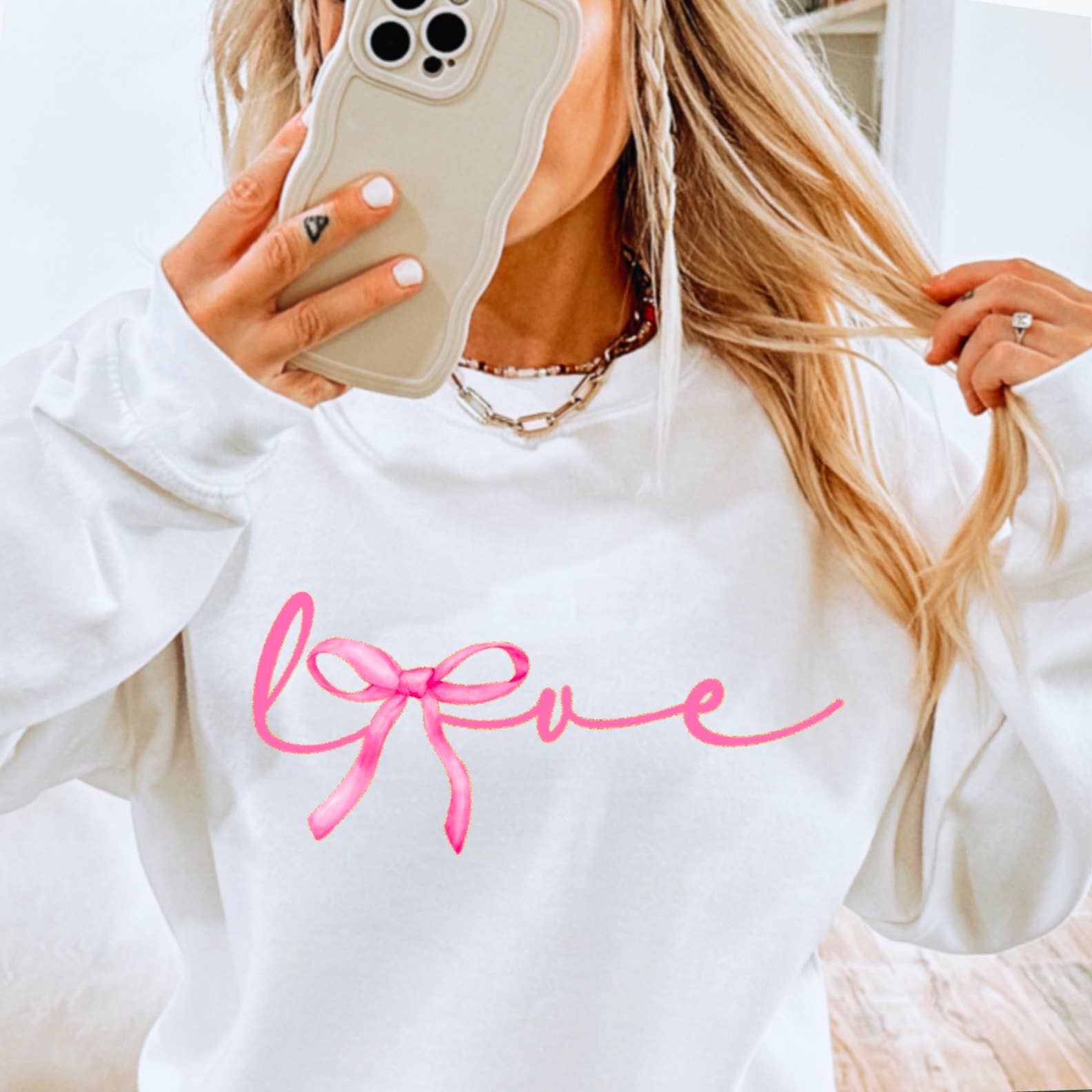 Love Coquette Bow Sweatshirt | Screen Print Sweatshirt T-Shirts, Hoodie | PodTeesHub.com