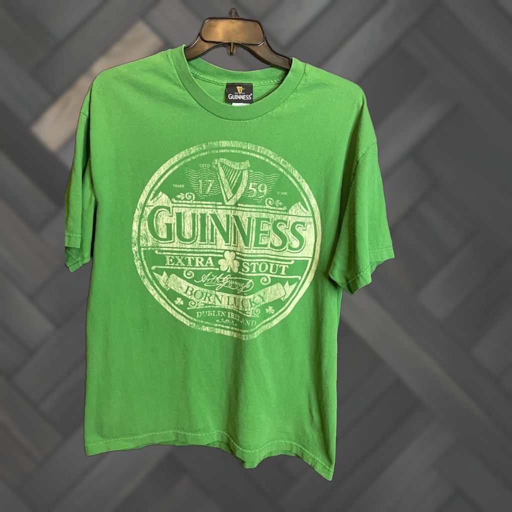 Vintage Guinness Official Merchandise Green T Shirt 2xl Mens Crew Neck Short Sleeve Logo 90s Hoodie, Sweatshirt