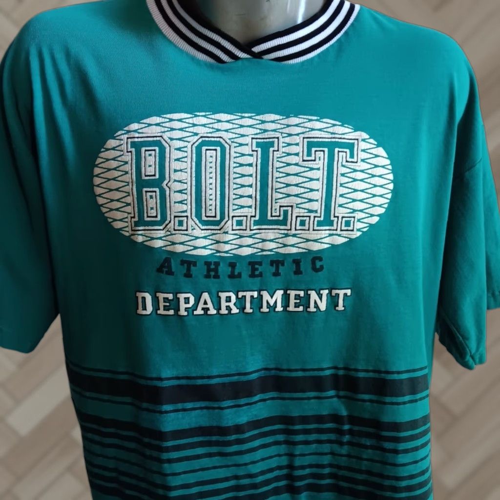 Vintage B O L T Hip Hop T Shirt Men Medium Green 90s Lightning Puff Print Retro Graphic Tee Hoodie, Sweatshirt
