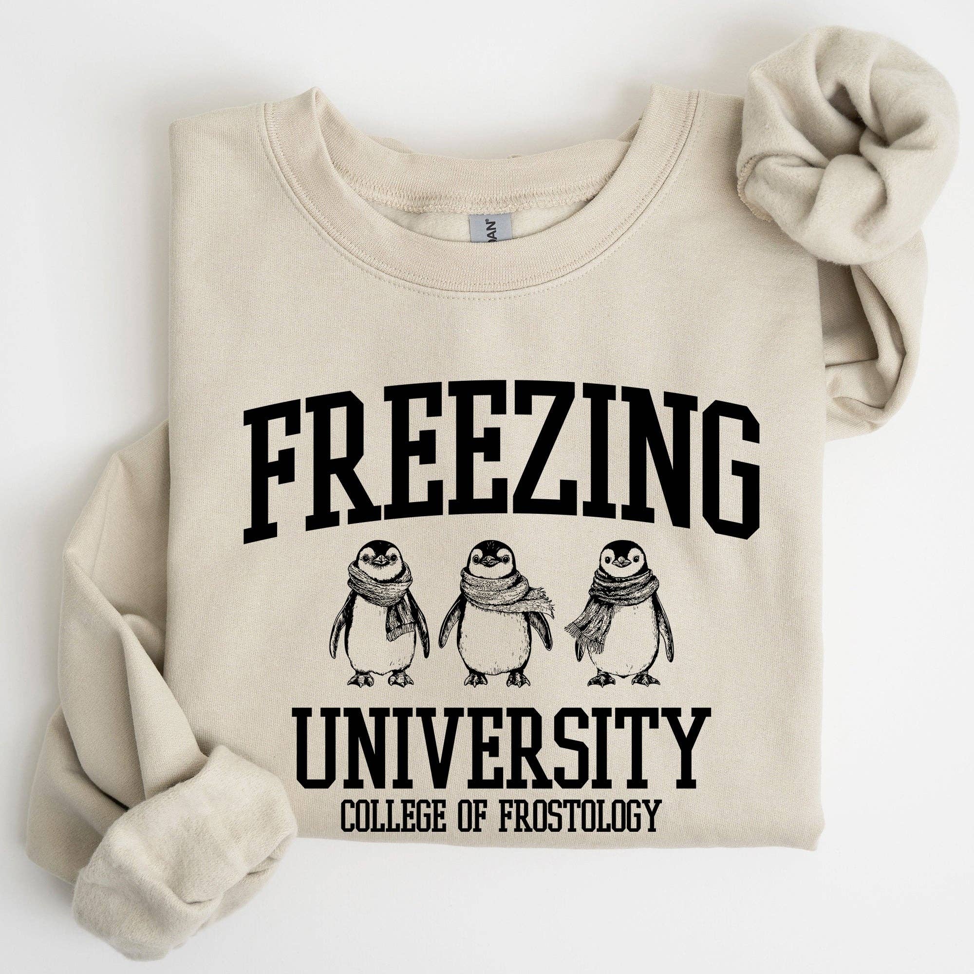 Freezing University, Funny, Penguins, Winter Cold Sweatshirt T-Shirts, Hoodie | PodTeesHub.com