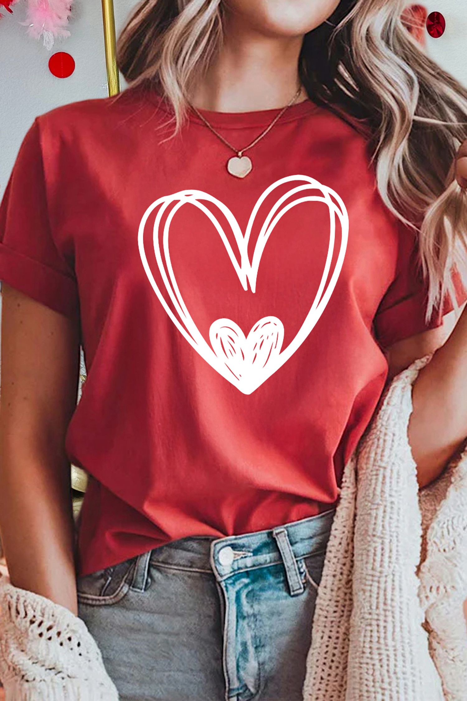 Hand Drawn Heart Valentines Day Fashion T Shirt (S-3XL) Hoodie, Sweatshirt | PodTeesHub.com