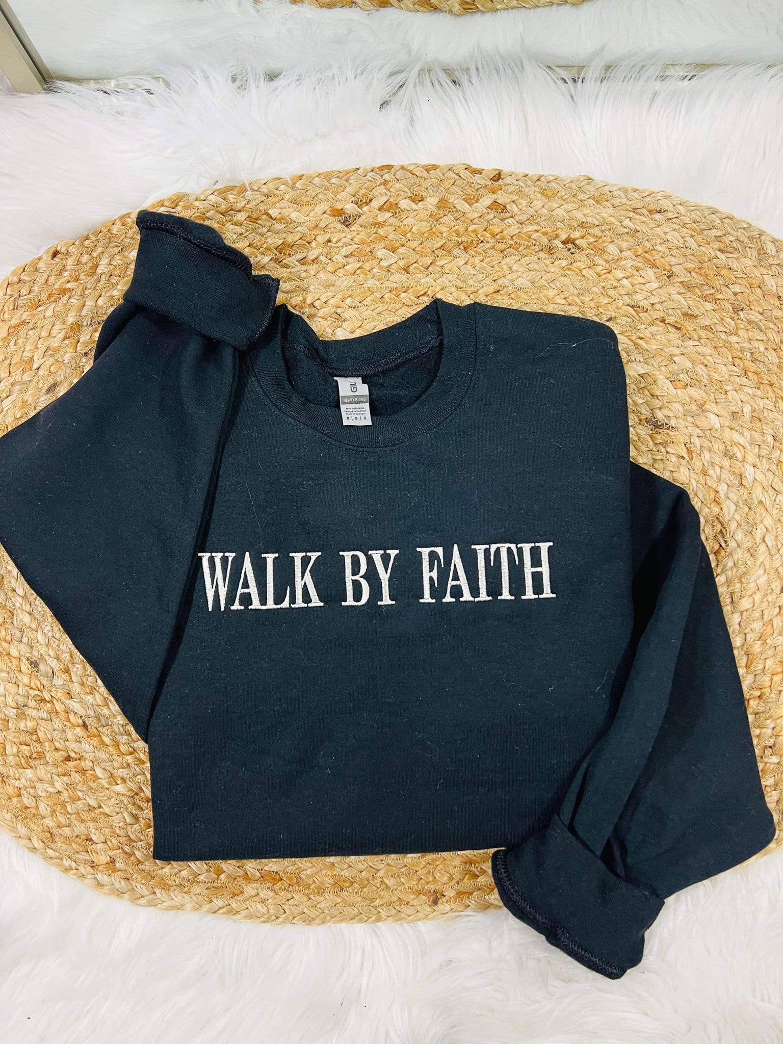 Walk By Faith Simple Embroidered Sweatshirt T-Shirts, Hoodie | PodTeesHub.com