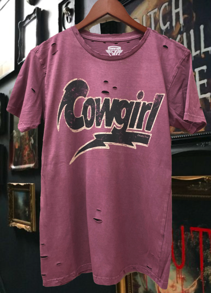 Cowgirl Rocks Unisex Distressed T-Shirt Hoodie, Sweatshirt | PodTeesHub.com