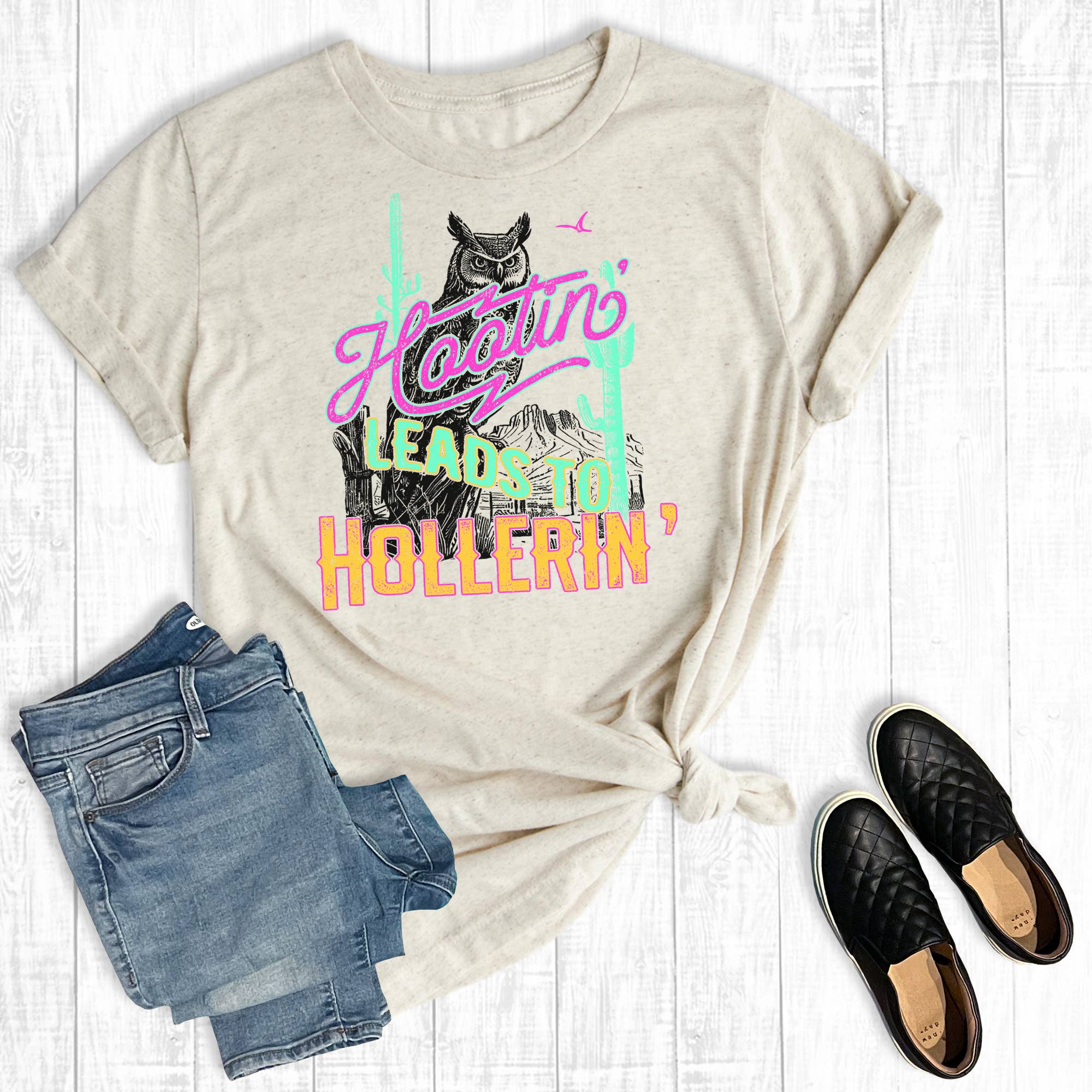 Western Hootin' Leads To Hollerin'  Graphic Tee Hoodie, Sweatshirt | PodTeesHub.com