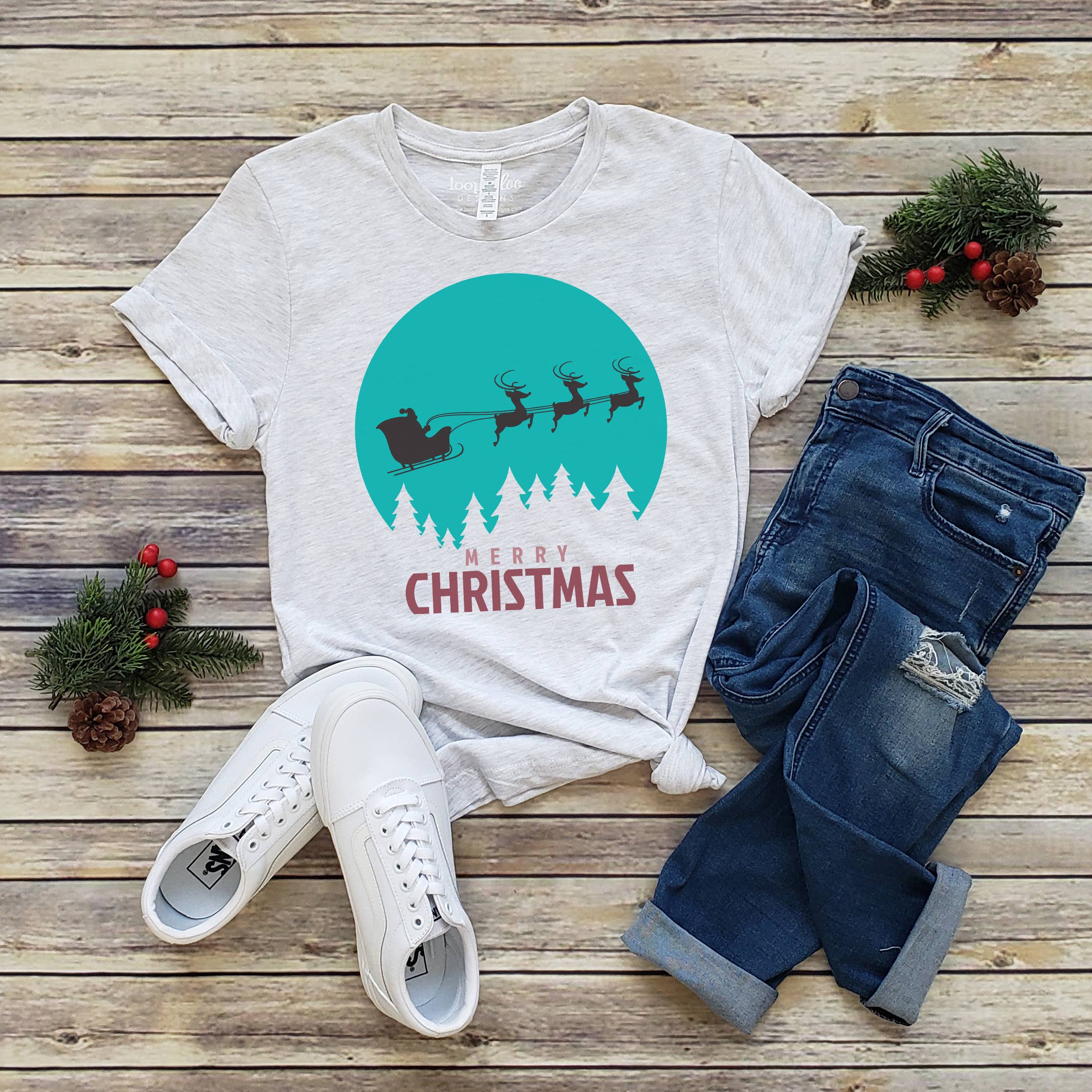 Santas Sleigh Tee | Christmas | Sizes XS-2XL Hoodie, Sweatshirt | PodTeesHub.com