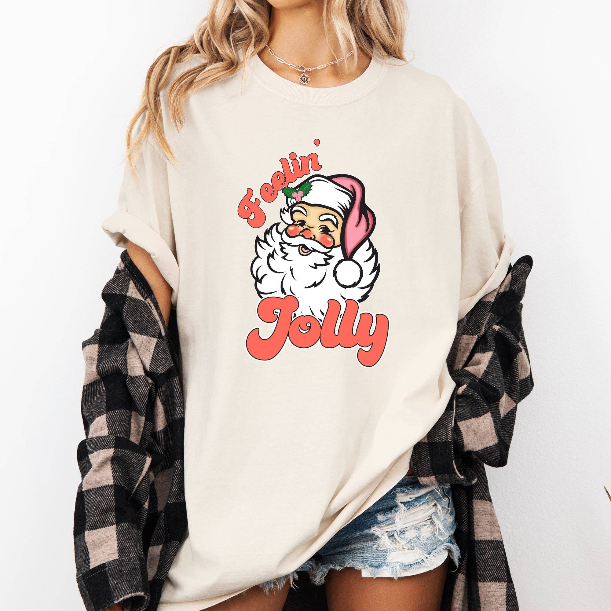 Feelin Jolly, Retro Santa, Christmas, Classic, Xmas Tshirt Hoodie, Sweatshirt | PodTeesHub.com