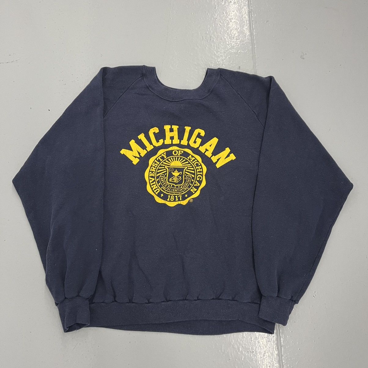 Other Vintage 70s University Of Michigan Blue Raglan Sweatshirt T-Shirts, Hoodie | PodTeesHub.com