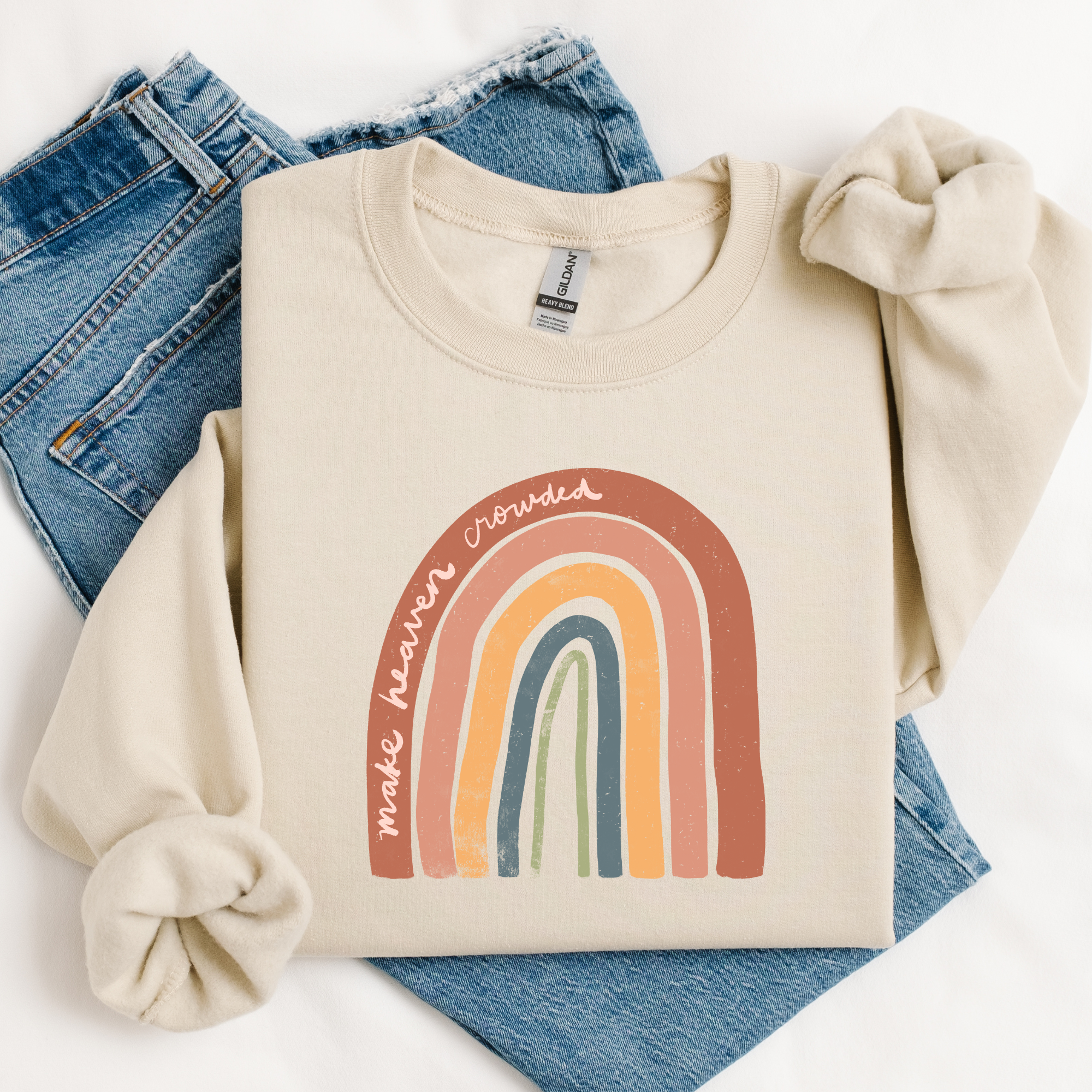 Make Heaven Crowded Boho Crewneck/ Tee Hoodie, Sweatshirt | PodTeesHub.com