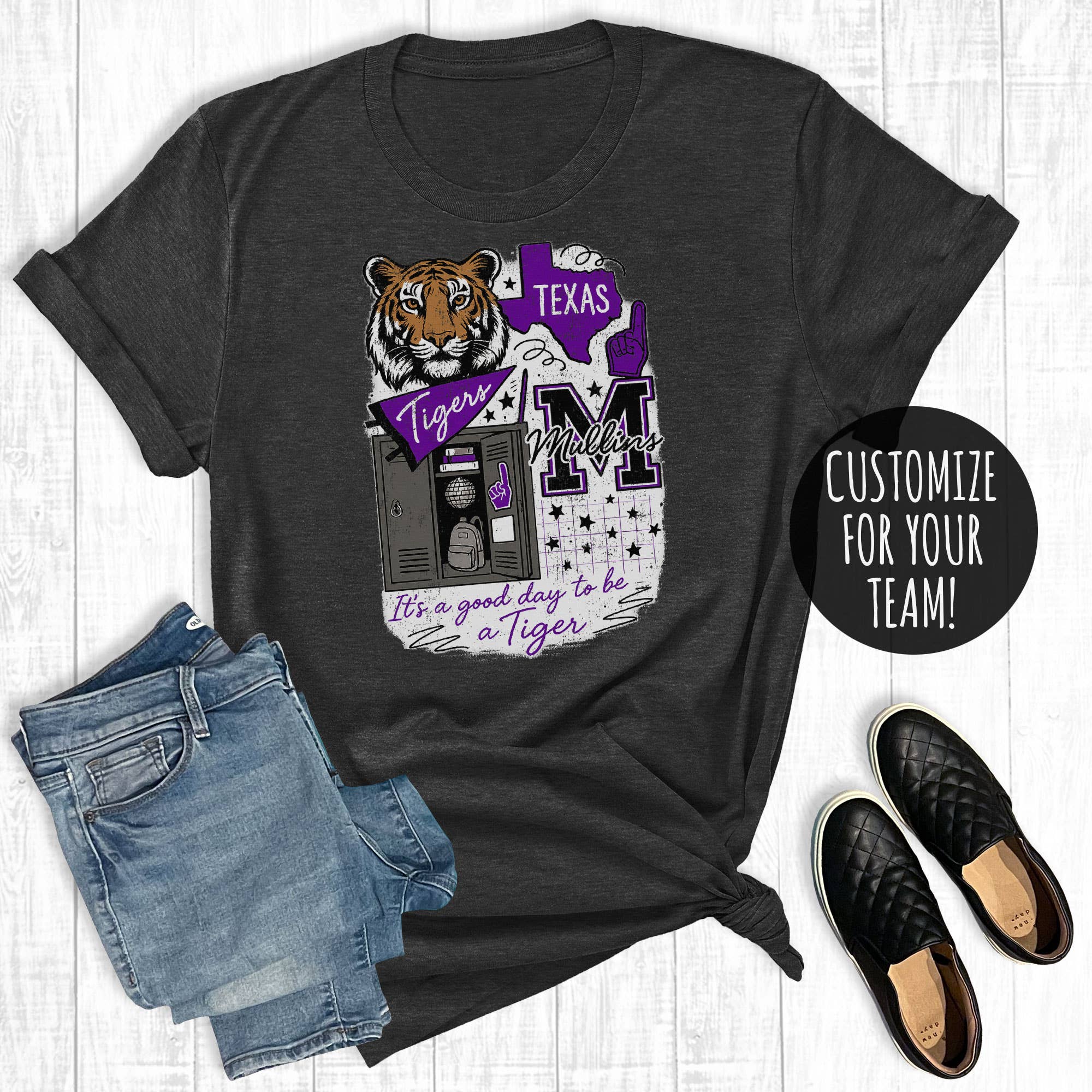 Custom School Spirit Football Mascot Collage Graphic Tee Hoodie, Sweatshirt | PodTeesHub.com