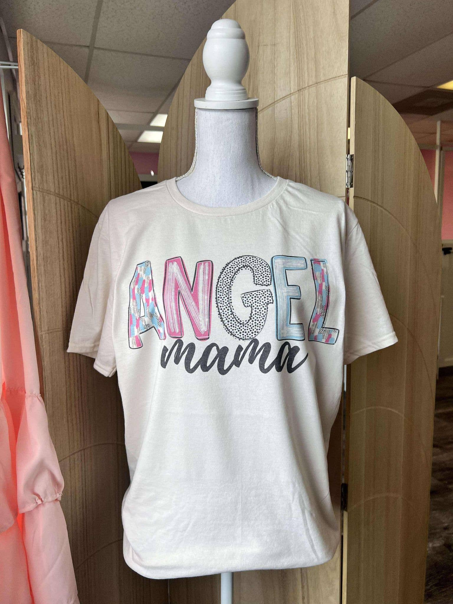 Angel Mama On Cream Tee Hoodie, Sweatshirt | PodTeesHub.com