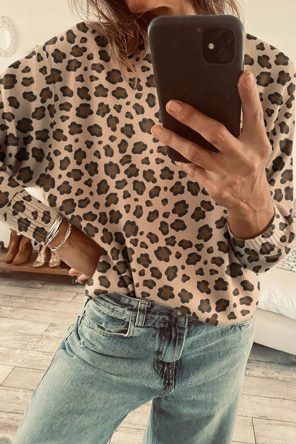 Women Western Leopard Print Dolman Sleeve Sweater T-Shirts, Hoodie, Sweatshirt | PodTeesHub.com