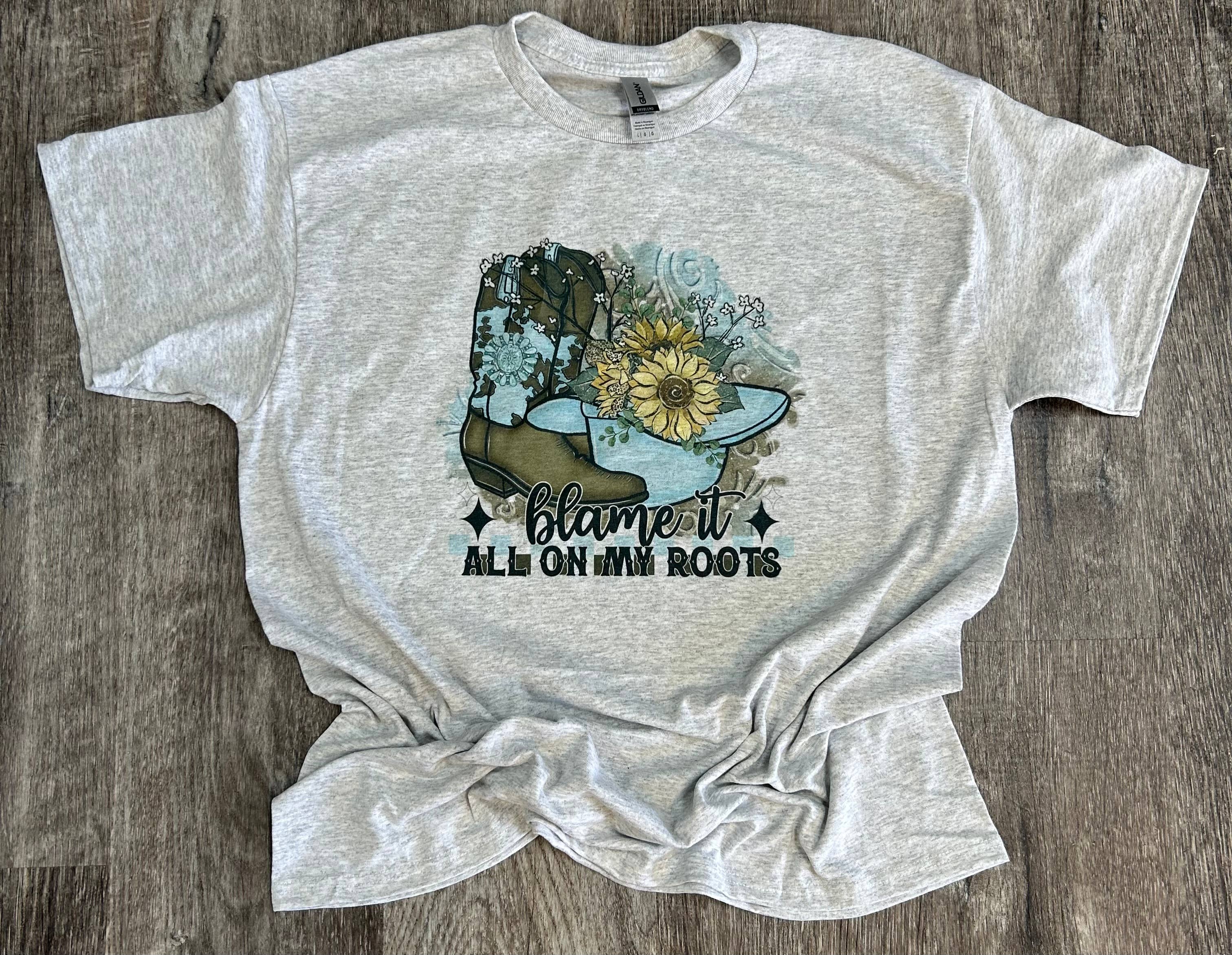 Blame It On My Roots On Ash Gray Tee Hoodie, Sweatshirt | PodTeesHub.com