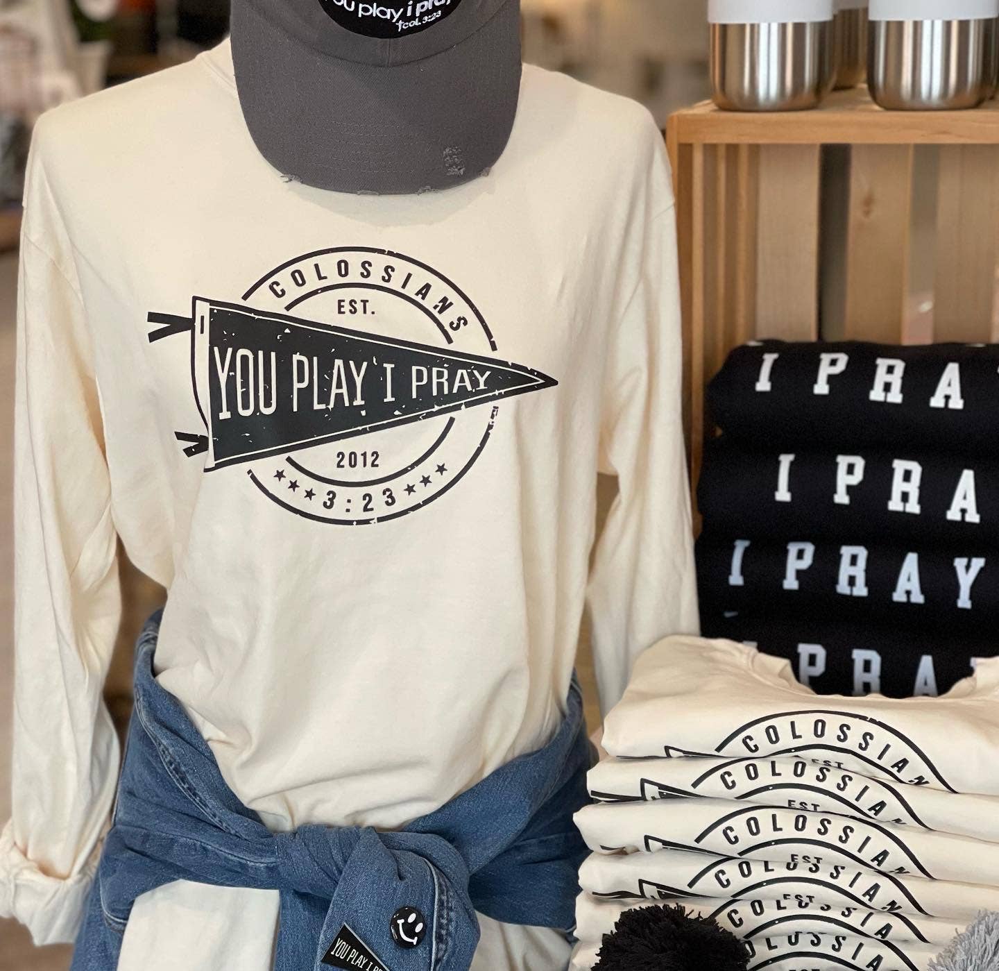 Pennant Flag Long Sleeve Tee |  Faith Sport Mom | Game Day Hoodie, Sweatshirt | PodTeesHub.com