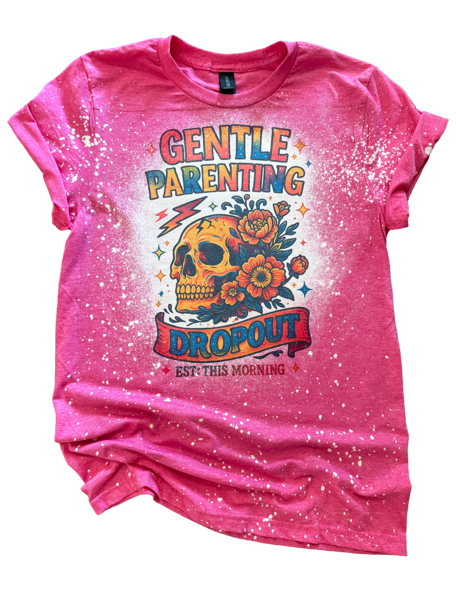 Gentle Parenting Dropout Bleached Tee Hoodie, Sweatshirt | PodTeesHub.com