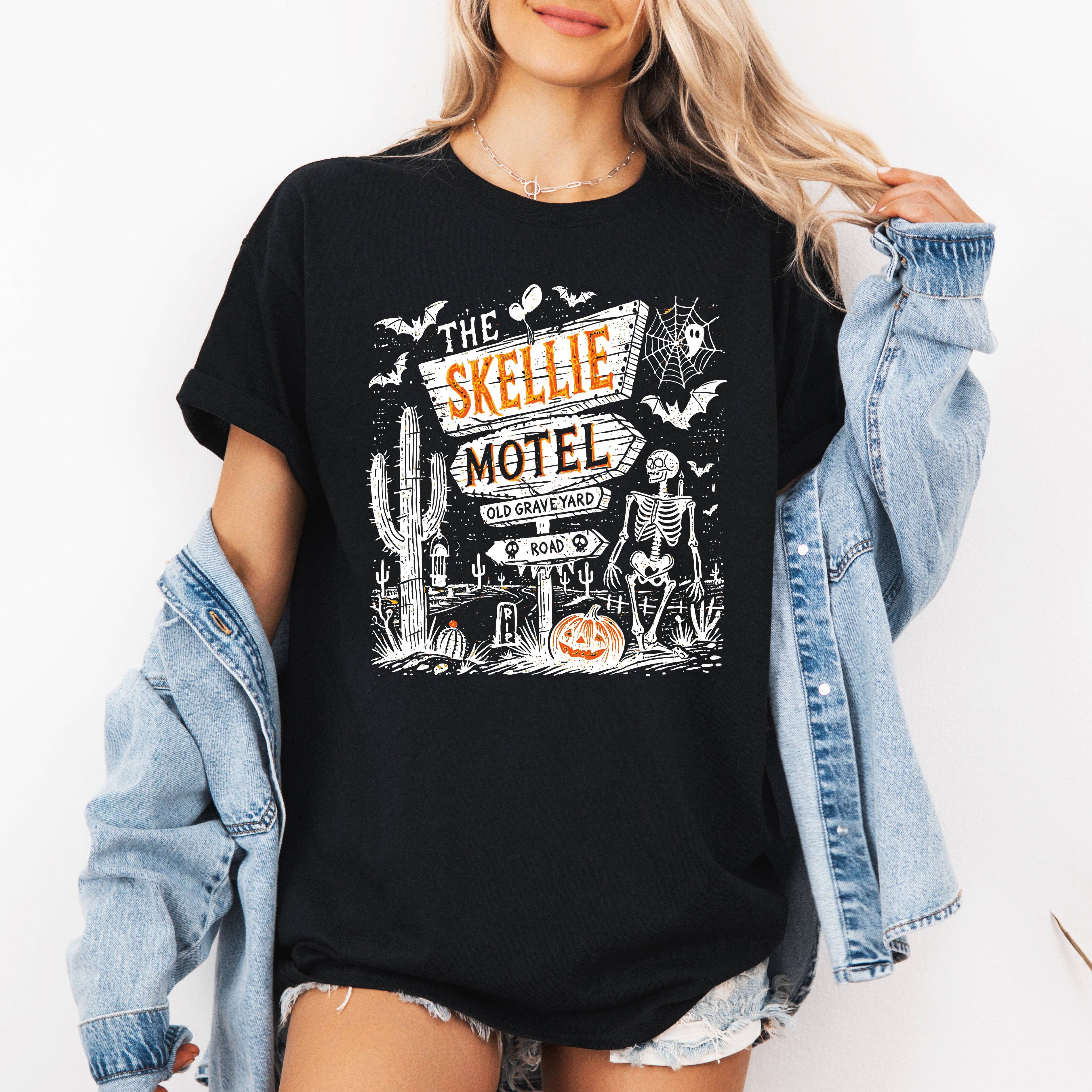 The Skellie Motel, Skeleton, Halloween, Tshirt Hoodie, Sweatshirt | PodTeesHub.com