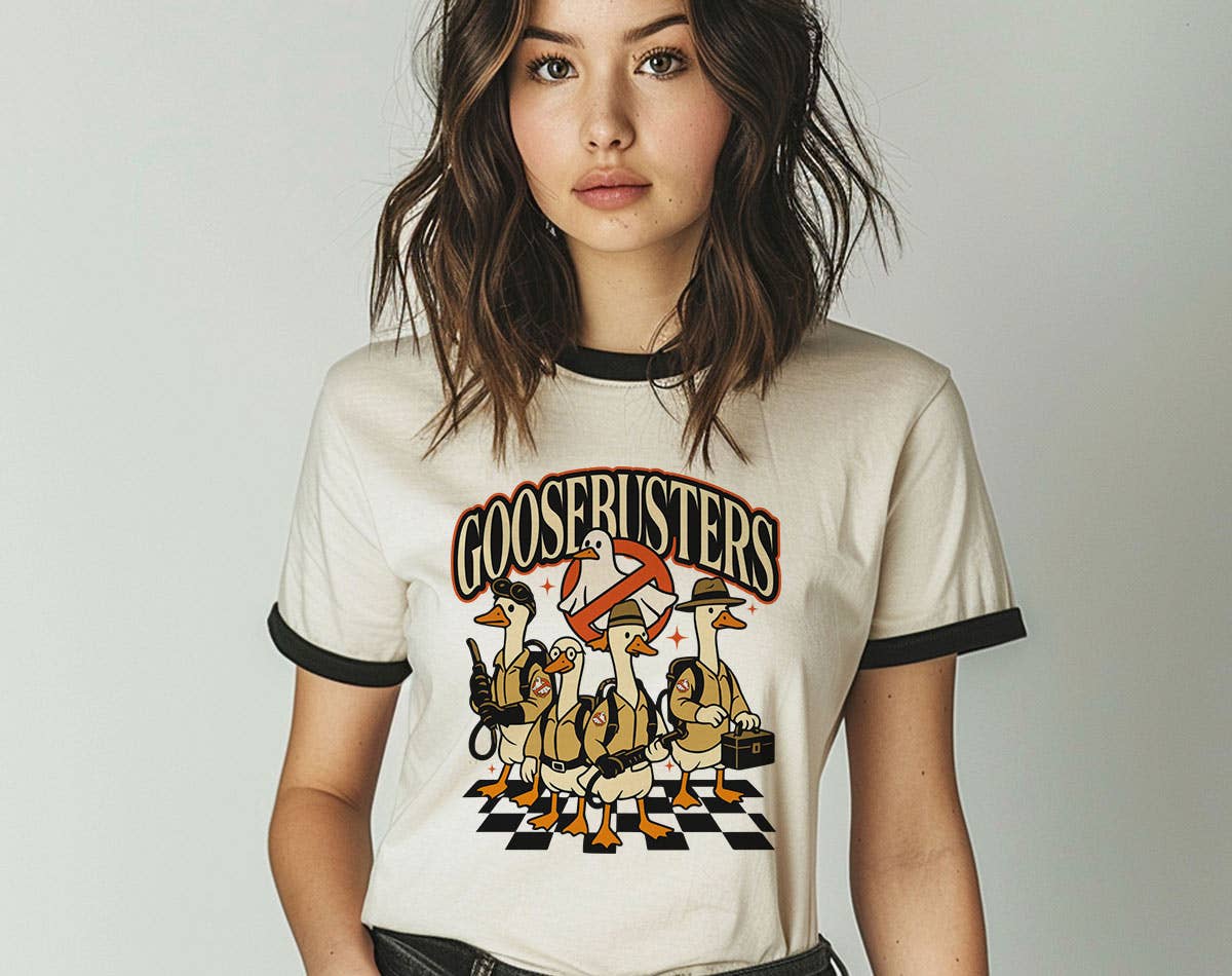 Goosebusters Funny Goose Ghost Halloween Ringer Shirt Hoodie, Sweatshirt | PodTeesHub.com