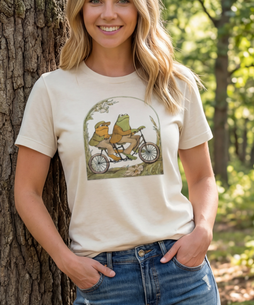 Frog and Toad Bicycle Tshirt Multi Color Print Hoodie, Sweatshirt | PodTeesHub.com