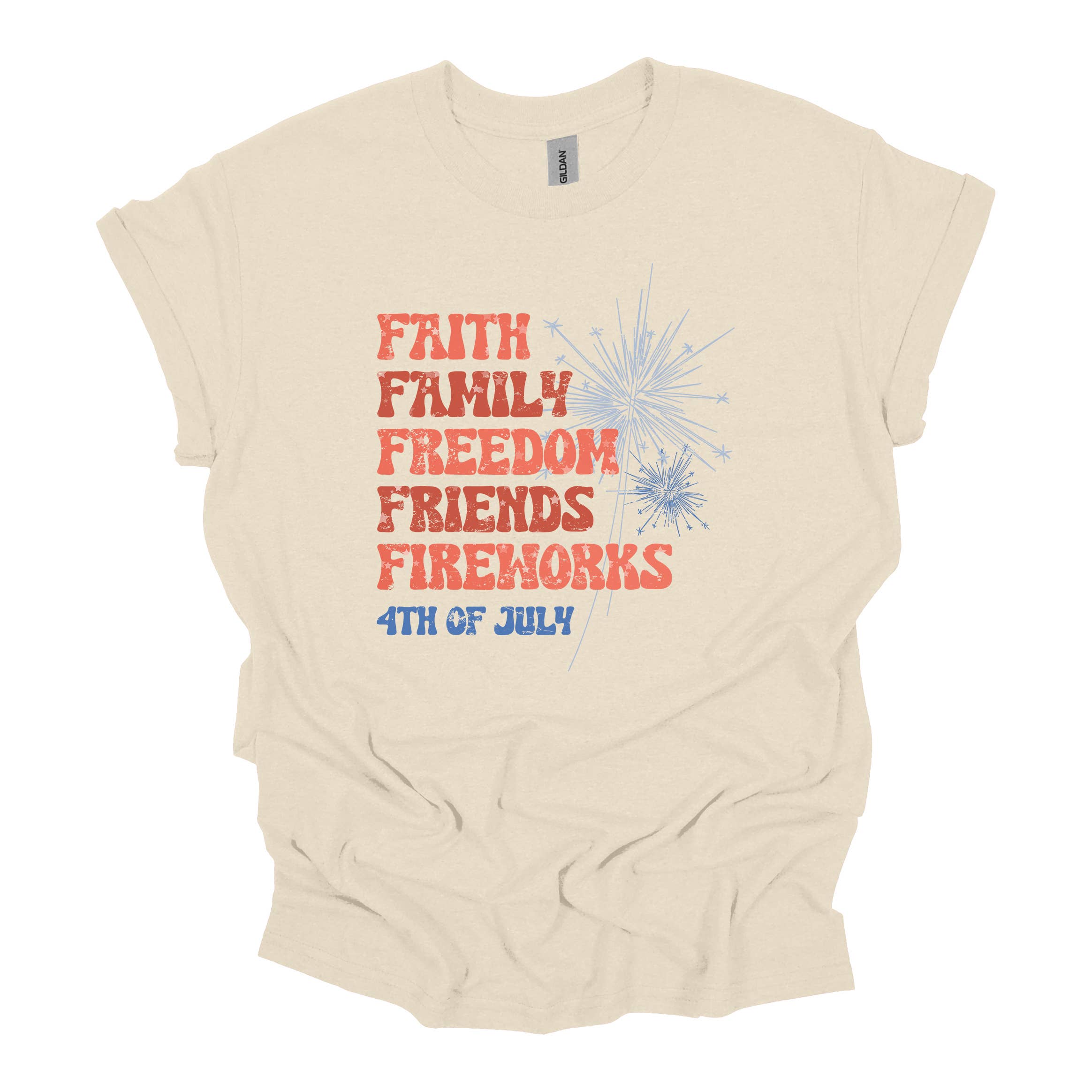 Faith Family Freedom Fireworks Tee Hoodie, Sweatshirt | PodTeesHub.com