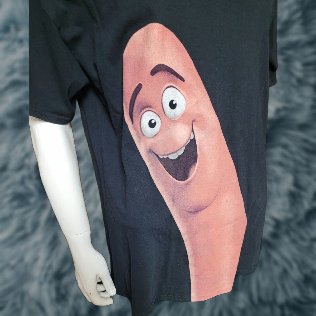 Vintage Sausage Party T Shirt Xl Men S Cartoon Movie Graphic Tee 2016 Black Cotton Crew Neck Hoodie, Sweatshirt
