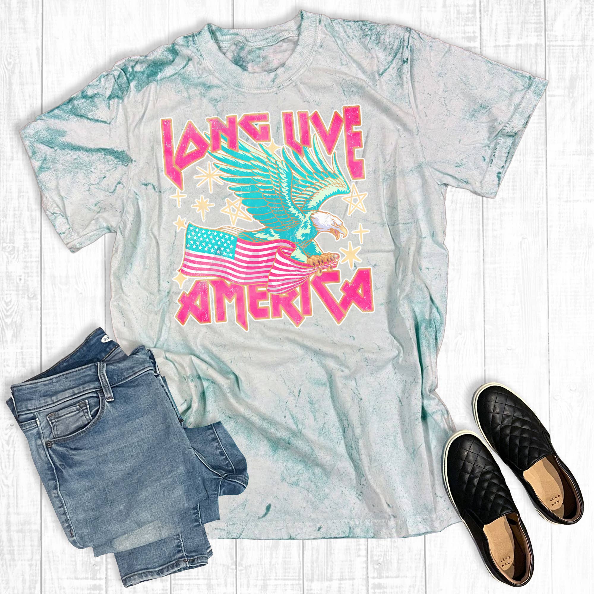 Fourth of July Long Live America Comfort Colors Graphic Tee Hoodie, Sweatshirt | PodTeesHub.com