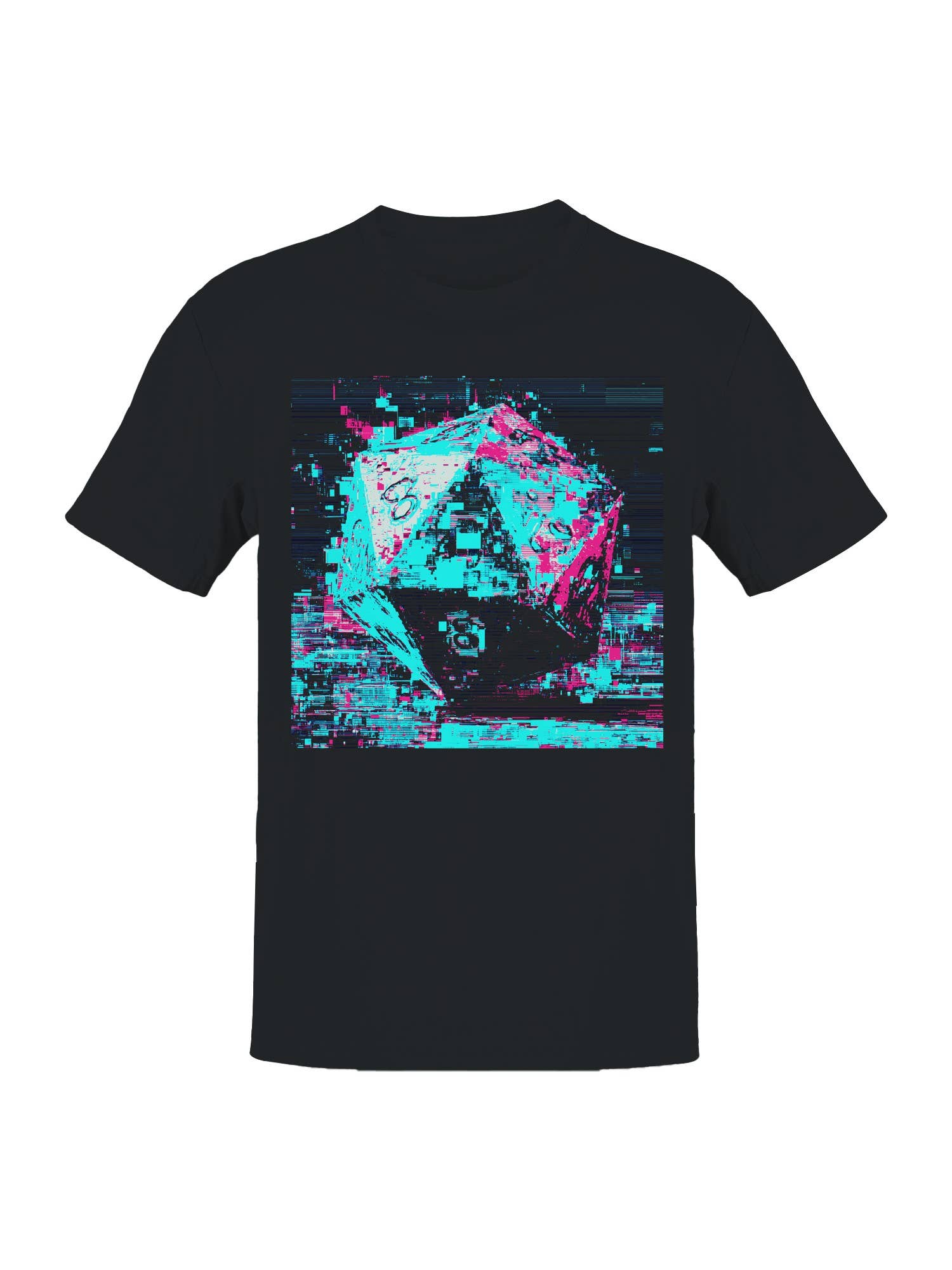 Glitched Neon D20 Dice Art Men's T-Shirt Hoodie, Sweatshirt | PodTeesHub.com