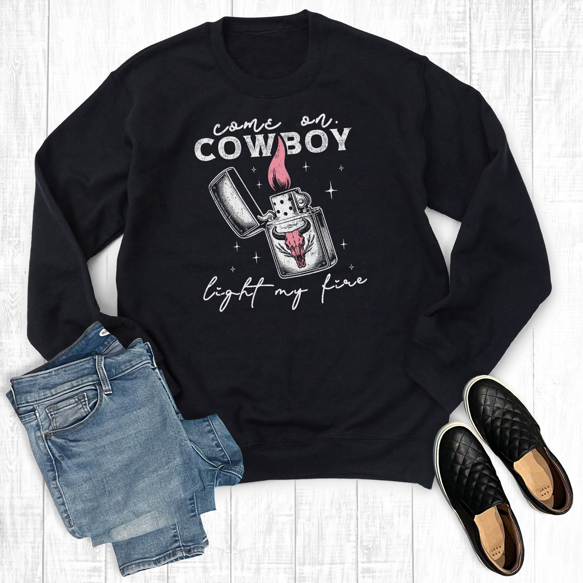 Western Cowboy Light My Fire Sweatshirt T-Shirts, Hoodie | PodTeesHub.com