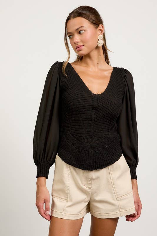 Mixed Media Sweater V-Neck Top T-Shirts, Hoodie, Sweatshirt | PodTeesHub.com