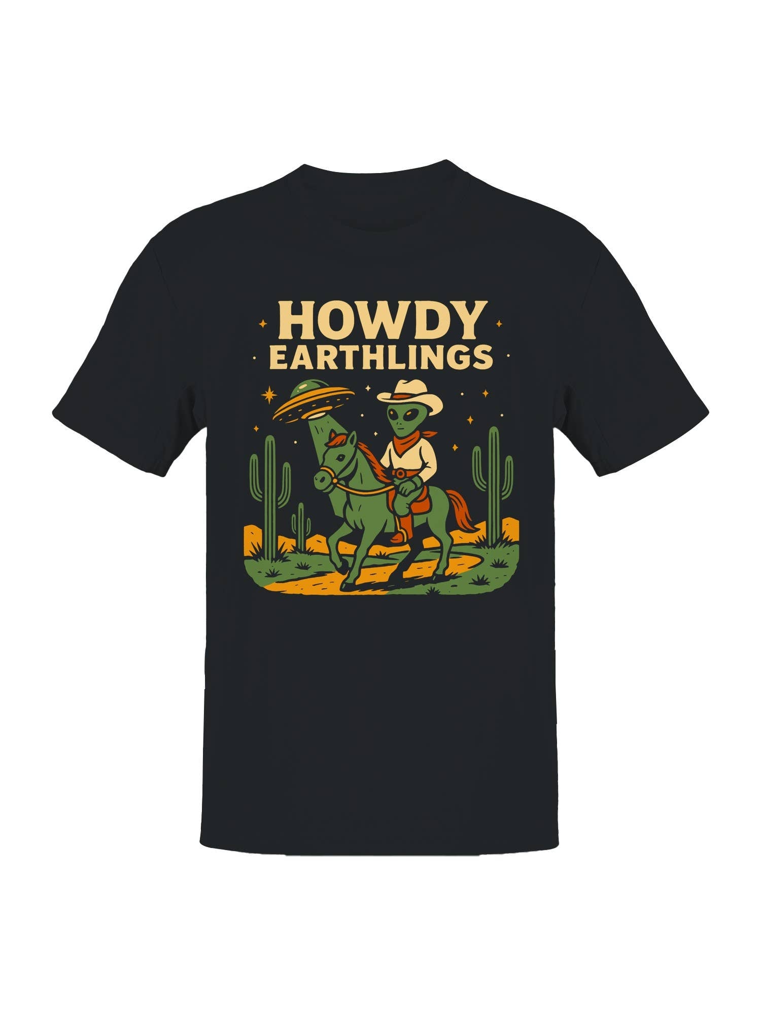 Alien Cowboy Howdy Earthlings Art Men's T-Shirt Hoodie, Sweatshirt | PodTeesHub.com