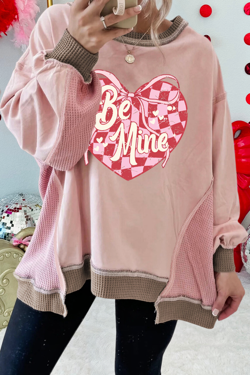 Be Mine Cracking Checkered Heart Print Sweatshirt (S-Xl) T-Shirts, Hoodie | PodTeesHub.com
