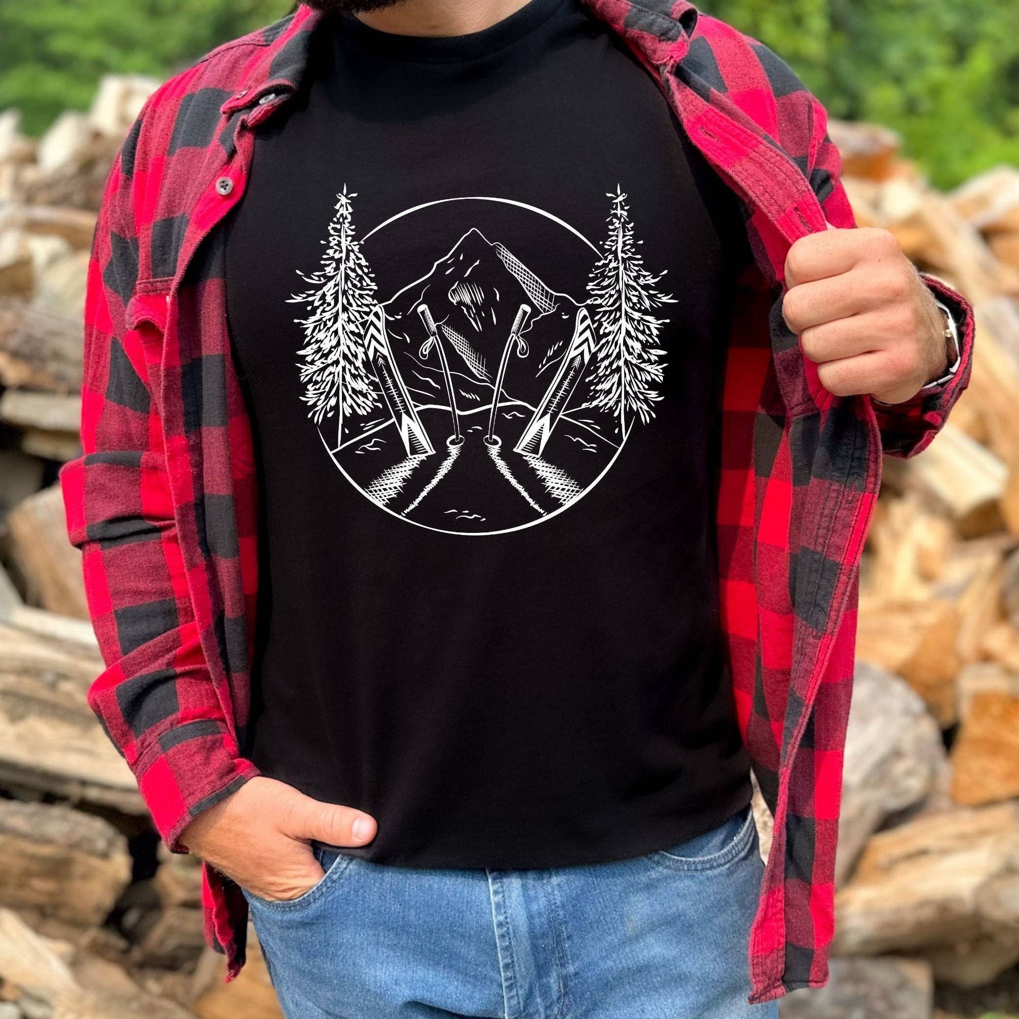 Ski Sketch T Shirt For Men *Unisex Fit* Hoodie, Sweatshirt | PodTeesHub.com