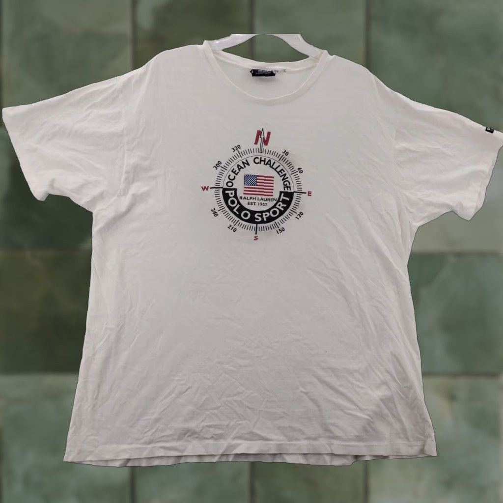 Vintage Polo Sport Shirt Mens Xl White Logo 90s Compass Sports T Shirt Mens Xl White Vintage Hoodie, Sweatshirt