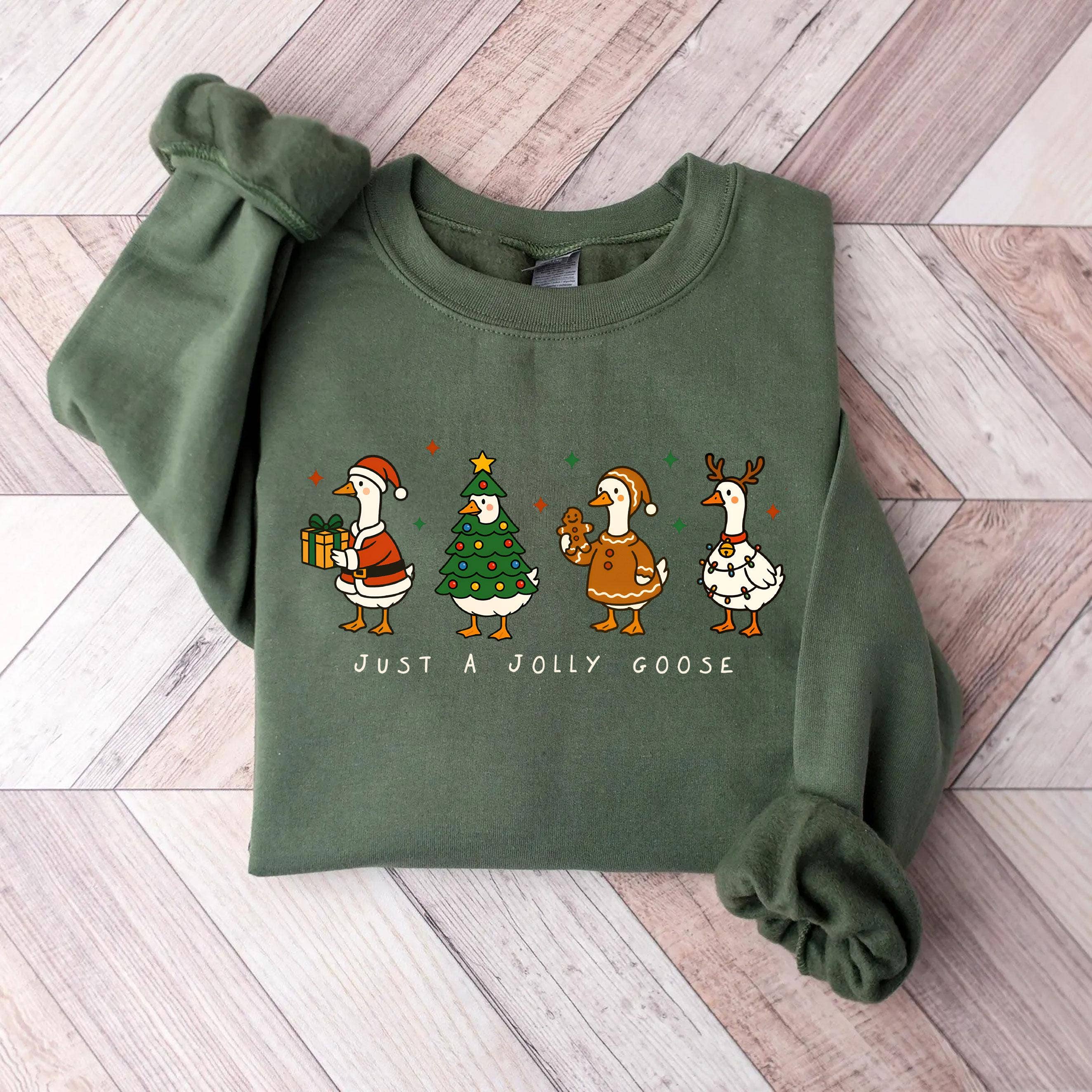 Merry Goosey Christmas Sweatshirt T-Shirts, Hoodie | PodTeesHub.com
