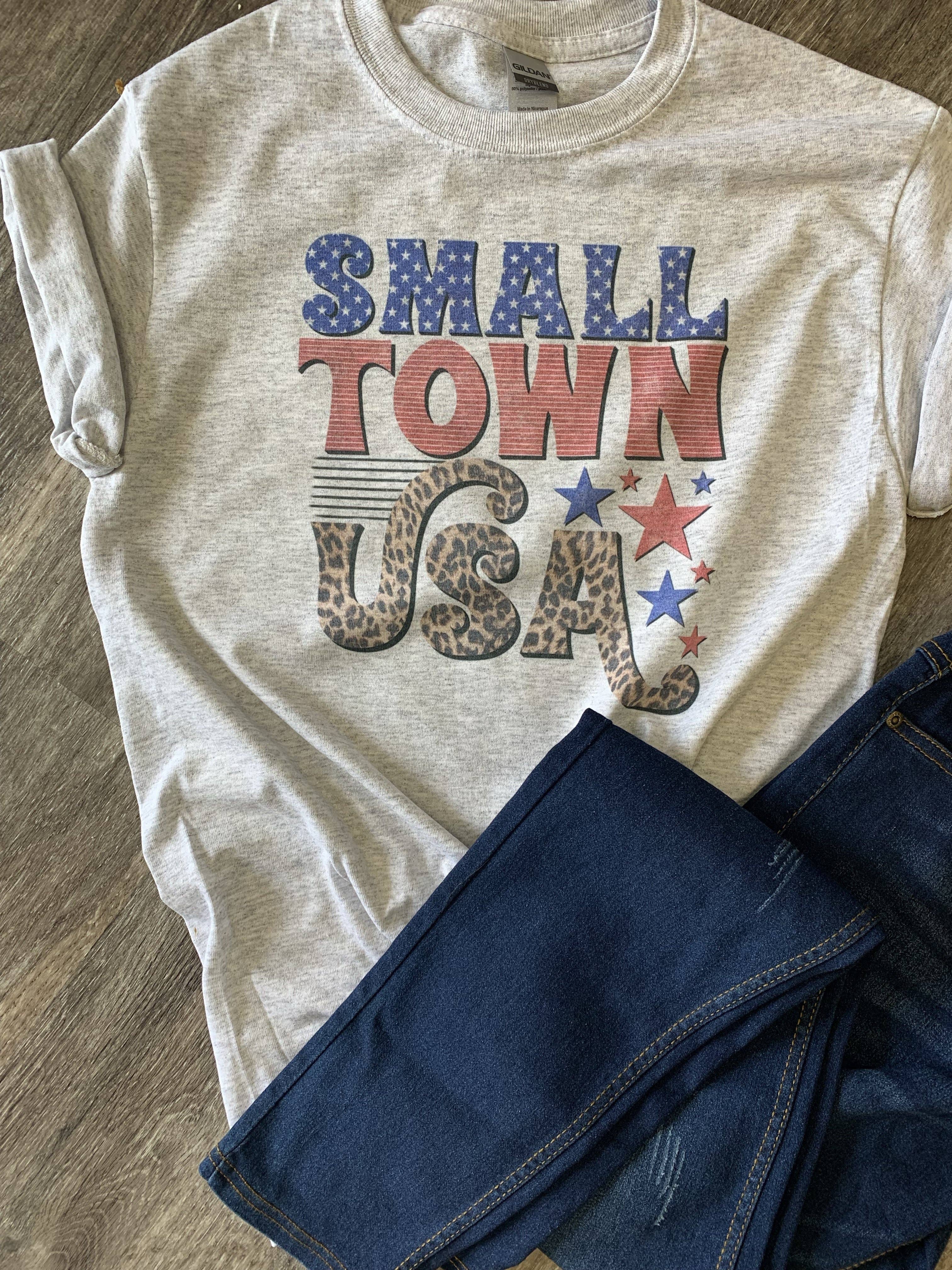Small Town USA On Ash Gray Tee Hoodie, Sweatshirt | PodTeesHub.com